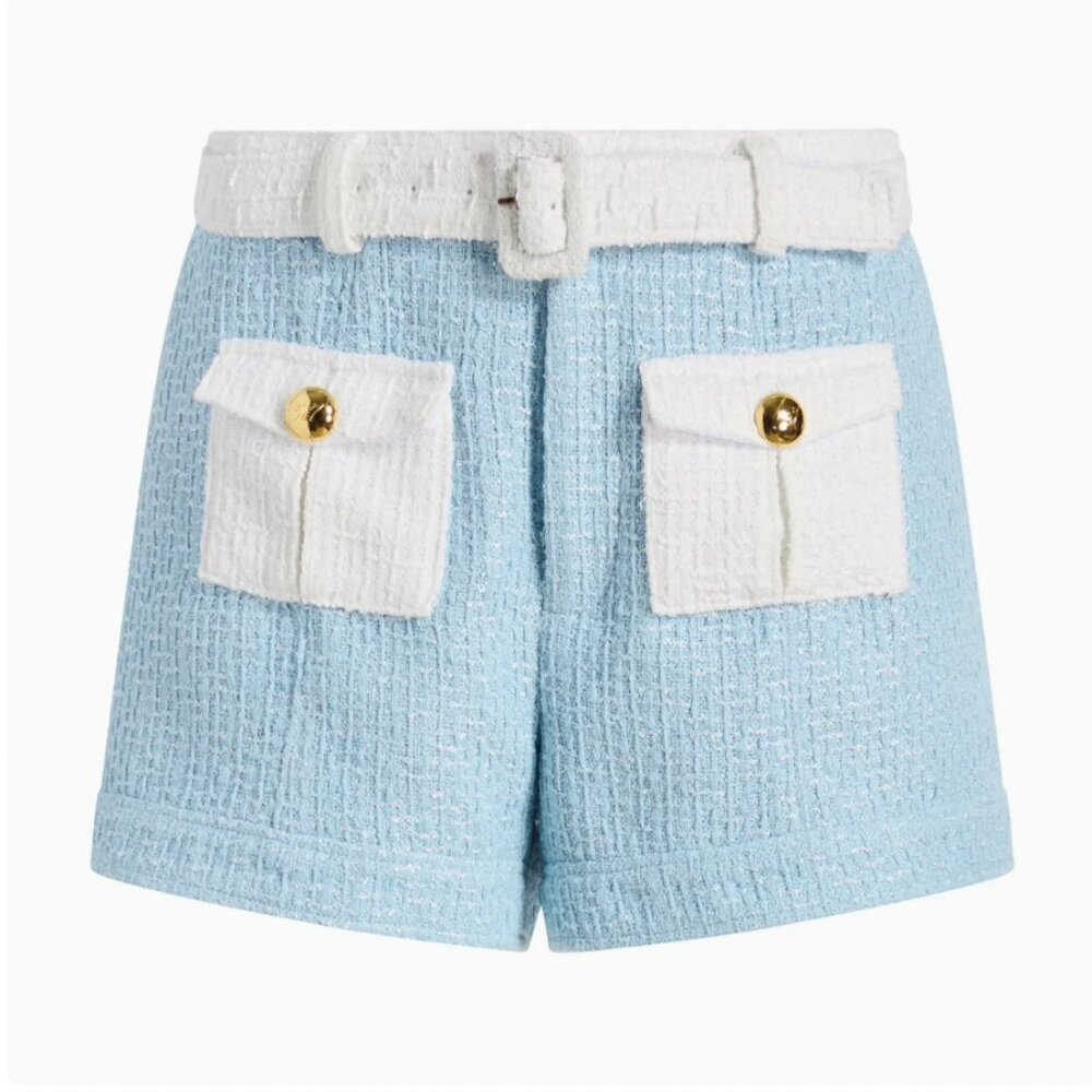 NWT Cinq a Sept 5a7 Nissy Jacket & Short Set of 2  Sky Blue/White Cocktail Party - Picture 9 of 10